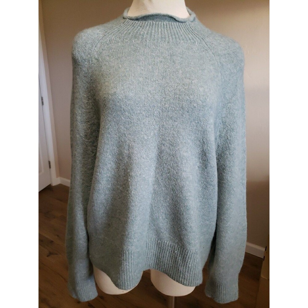 J.Crew Mockneck Sweater Blue Size M Women's Mock Neck Alpaca Blend Pullover